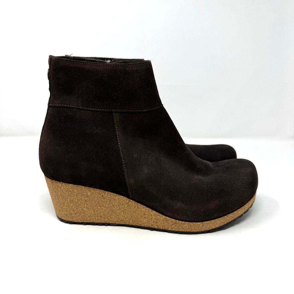 NEW Birkenstock Papillio Ebba Brown Suede Wedge Booties Boots 41 10 Boho NWOB